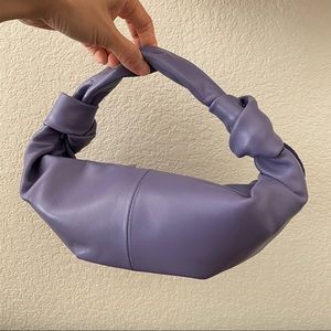 Lavender Purple Double Knot Jodie Sheepskin Leather Slouchy Pouch Hobo Bag B5/S1